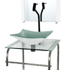 Gabinete 40cm De Vidro Inox Cuba Quadrada Branco