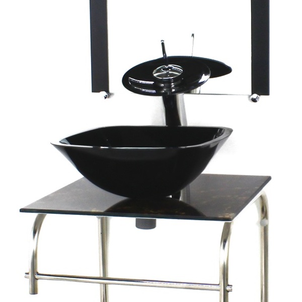 Gabinete 40cm De Vidro Inox Cuba Quadrada Cqp Marmore Imperad