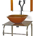 Gabinete 40cm De Vidro Inox Cuba Quadrada Cqp Marmore Marfim