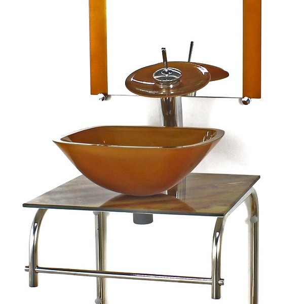 Gabinete 40cm De Vidro Inox Cuba Quadrada Cqp Marmore Marfim