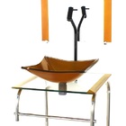 Gabinete 40cm De Vidro Inox Cuba Quadrada Dourado Real