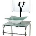 Gabinete 40cm De Vidro Inox Cuba Quadrada Marmore Branco