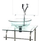 Gabinete 40cm De Vidro Inox Cuba Redonda Incolor