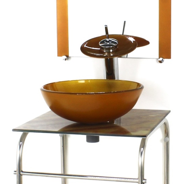 Gabinete 40cm De Vidro Inox Cuba Redonda Marmore Marfim