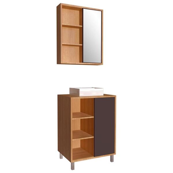 Gabinete 60 Cm Espelheira E Cuba Branca Cj7250 Faem