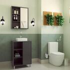 Gabinete 60cm Julia Grafite Com Cuba Branca E Espelheira Balc