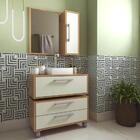 Gabinete 80cm Alice Mel Arenas Balcão Espelheira Cuba Branca