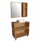 Gabinete 80cm Alice Mel Grafite Balcão Espelheira Cuba Branca