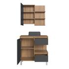 Gabinete 80cm Paula Mel Grafite Espelheira Porta Cuba Preta E