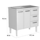 Gabinete Aço C/ Pia Branca Apolo Flat 1,20 Preto 1790 Cozimax