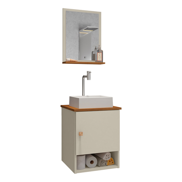 Gabinete Arm Banheiro Lima 1 Porta Com Cuba Tulipa Branca