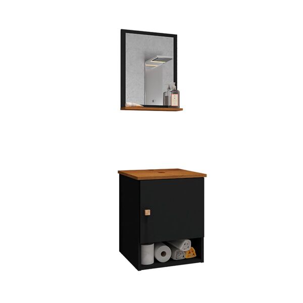 Gabinete Armário 1 Porta Banheiro Com Espelho Lima