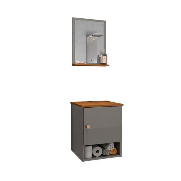 Gabinete Armário 1 Porta Banheiro Com Espelho Lima