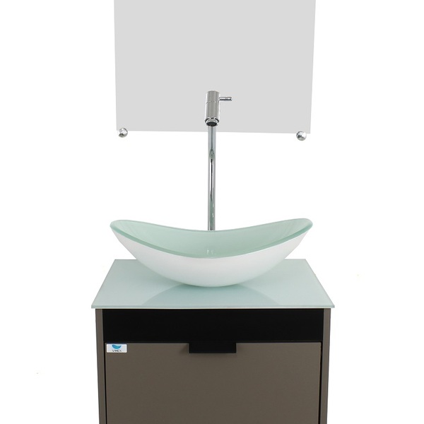 Gabinete Armário Banheiro 40cm Cuba Oval Branca