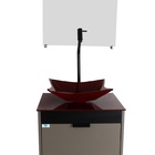 Gabinete Armário Banheiro 40cm Cuba Quadrada Vermelha