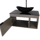 Gabinete Armário Banheiro 60cm Cuba Oval Preta