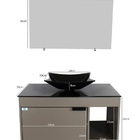 Gabinete Armário Banheiro 60cm Cuba Quadrada Preta