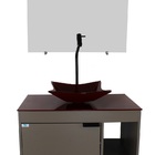 Gabinete Armário Banheiro 60cm Cuba Quadrada Vermelha