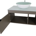 Gabinete Armário Banheiro 60cm Cuba Redonda Branca