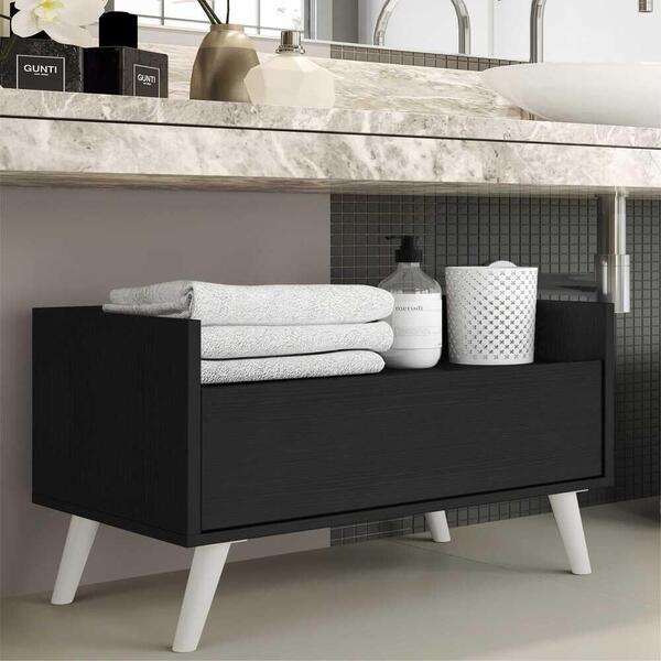 Gabinete Armário Banheiro 80 Cm C/ Pés Retrô Multimóveis Pret