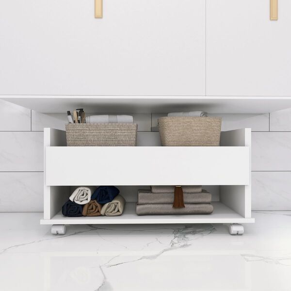 Gabinete Armário Banheiro C/ Rodízios Gaveteiro Preto