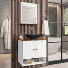 Gabinete Armário Banheiro Deli 2 Portas Cuba Concava Preta