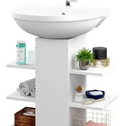 Gabinete Armário Banheiro Para Pia De Coluna Branco - Branco