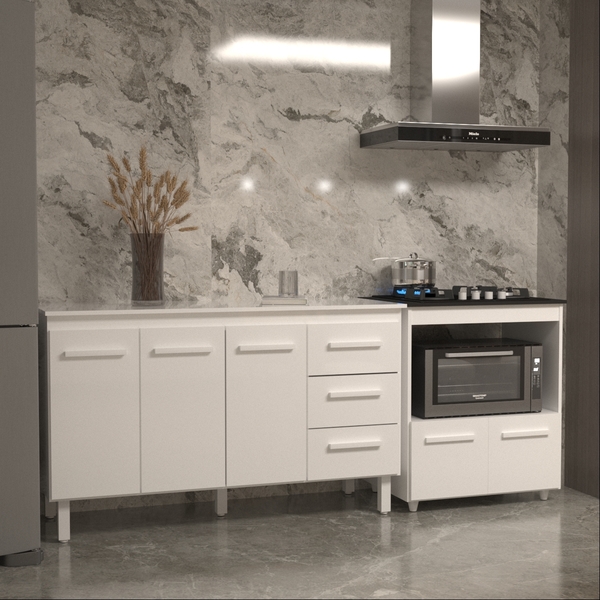 Gabinete Armário Carine 138 Cm Com Tampo Tampão E Balcão Evel