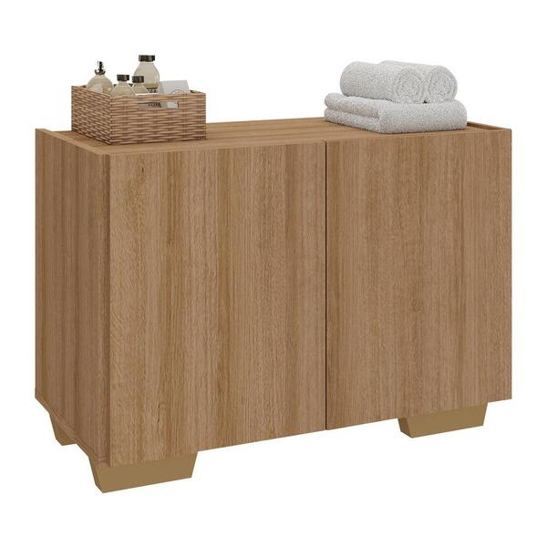 Gabinete Armário De Banheiro 62,5cm 2 Portas Com Pés Multimóv