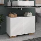 Gabinete Armário De Banheiro 62,5cm 2 Portas Com Pés Multimóv