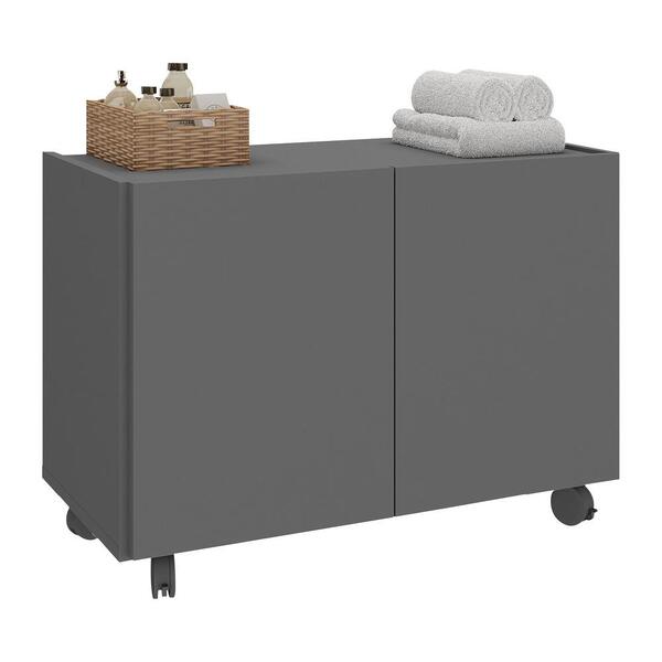 Gabinete Armário De Banheiro 62,5cm Com Rodízios 2 Portas Mul