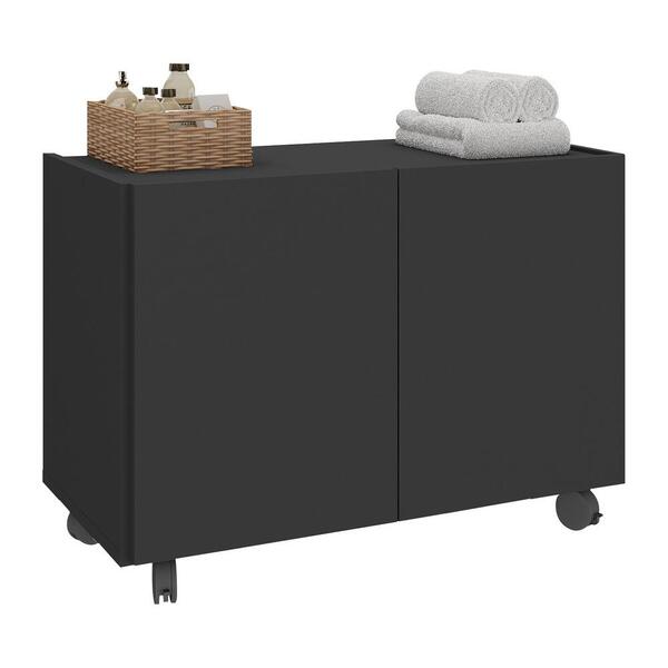 Gabinete Armário De Banheiro 62,5cm Com Rodízios 2 Portas Mul