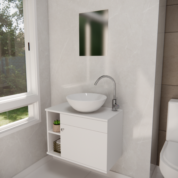 Gabinete Armário De Banheiro Lavabo Com Espelho e Cuba Comple