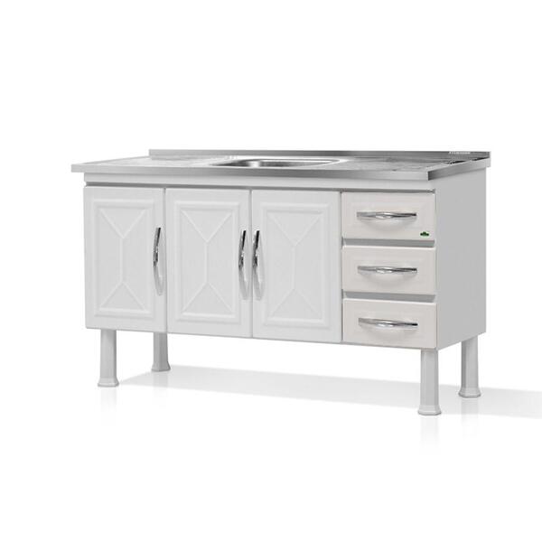 Gabinete Armario De Cozinha Aço 1.50 Desmontado Sem A Pia 3 G