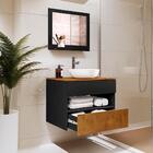 Gabinete Armário Para Banheiro 60 Cm Com Espelho E Cuba Preto