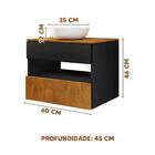 Gabinete Armário Para Banheiro 60 Cm Com Espelho E Cuba Preto
