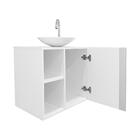 Gabinete Armário Para Banheiro Branco E Cuba Com Espelho Harp