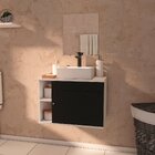 Gabinete Armário Para Banheiro Com Espelho E Cuba Mármore Sin