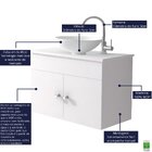 Gabinete Armário Para Banheiro Com Pia Cuba 60cm Balcão Suspe