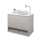 Gabinete Armário Para Banheiro Com Pia Cuba E Espelho 60cm Ba