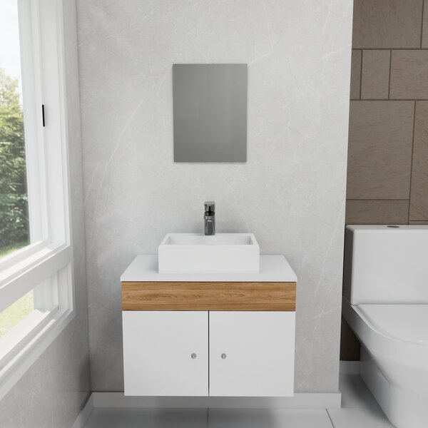 Gabinete Armário Para Banheiro Com Pia Cuba Quadrada Mármore