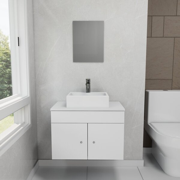 Gabinete Armário Para Banheiro Com Pia Cuba Quadrada Mármore