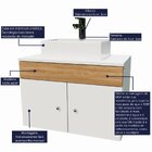 Gabinete Armário Para Banheiro Com Pia Cuba Quadrada Mármore