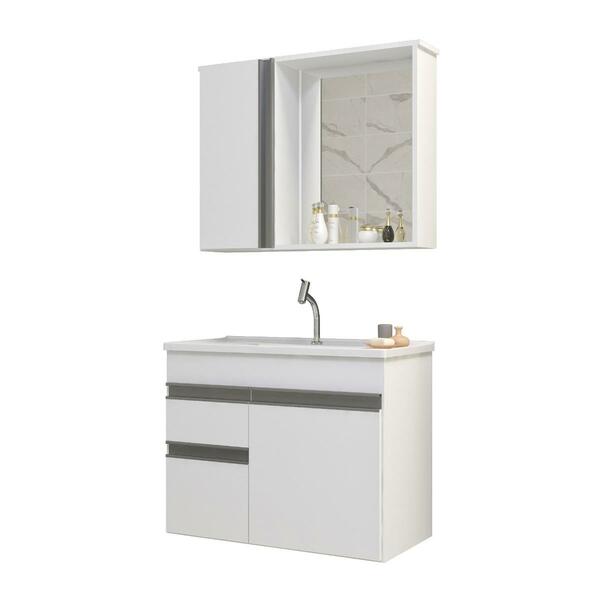 Gabinete Armario Para Banheiro Firenze Com Espelheira E Cuba