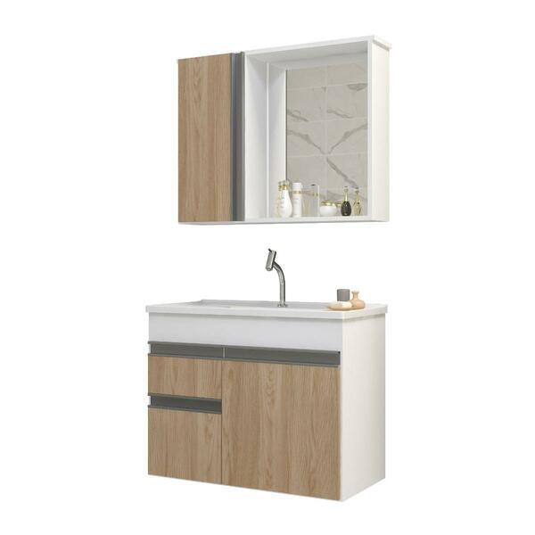 Gabinete Armario Para Banheiro Firenze Com Espelheira E Cuba