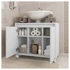 Gabinete Armário Para Banheiro Rodízios Clean Branco Caemmun