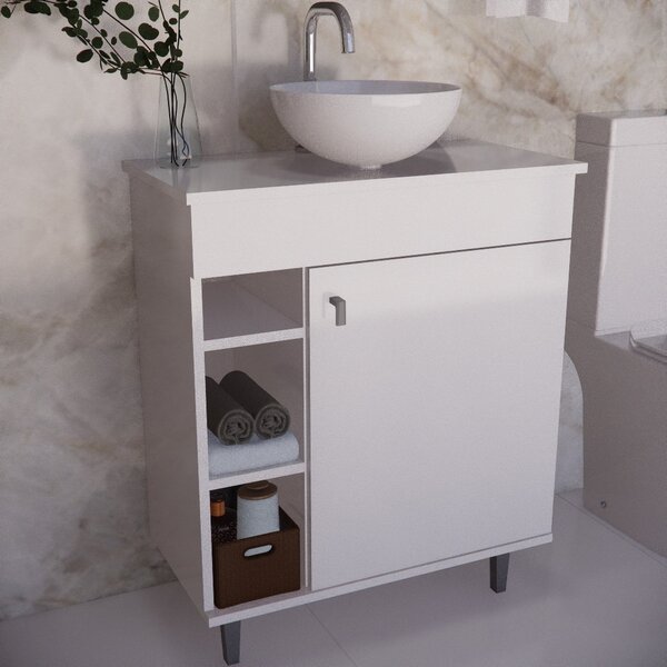 Gabinete Armário Para Banheiro Suspenso Com Cuba E Com Pés Br