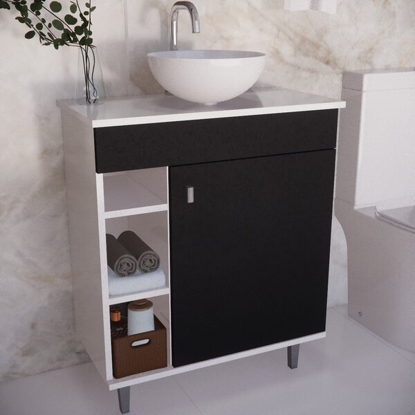 Gabinete Armário Para Banheiro Suspenso Com Cuba E Com Pés Pr