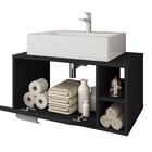 Gabinete Armário Suspenso Banheiro Towel Preto Perfect