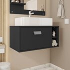 Gabinete Armário Suspenso Banheiro Towel Preto Perfect